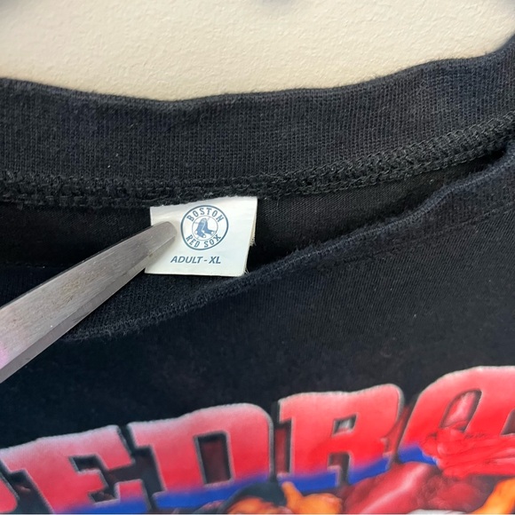 VTG Pedro Martinez Tee Rare Black XL 2000s Official Boston Red Sox Cotton Blend - Picture 4 of 4